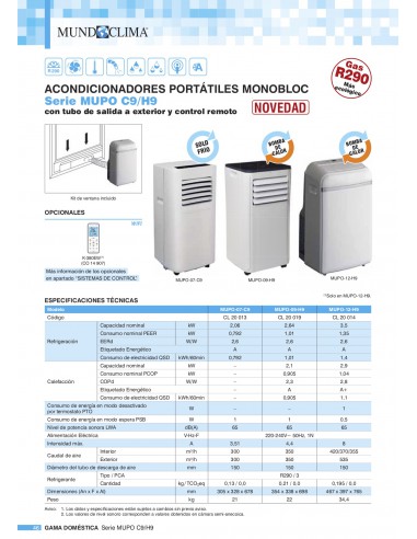 AIRE ACONDICIONADO PORTATIL MUNDOCLIMA MUPO-12-H9