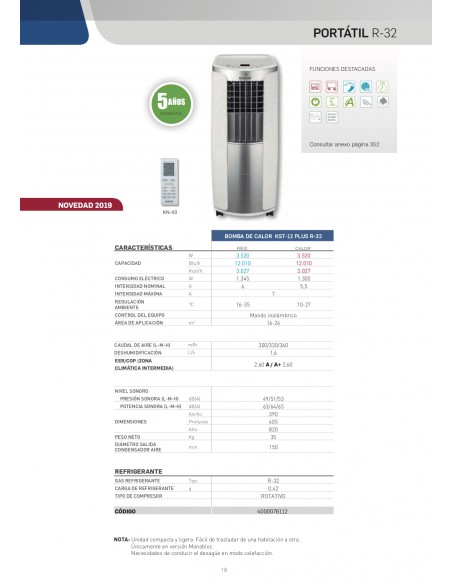 AIRE ACONDICIONADO PORTATIL KOSNER KST-12 PLUS R-32