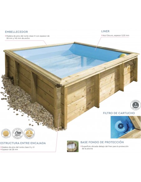Piscina de madera 2x2 Tropic Junior