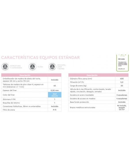 Piscina de madera Tropic Octo 414