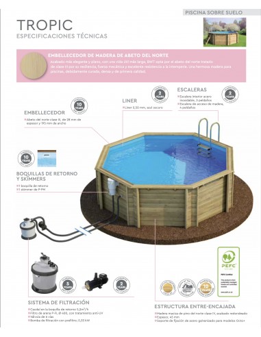 Piscina de madera Tropic Octo 414