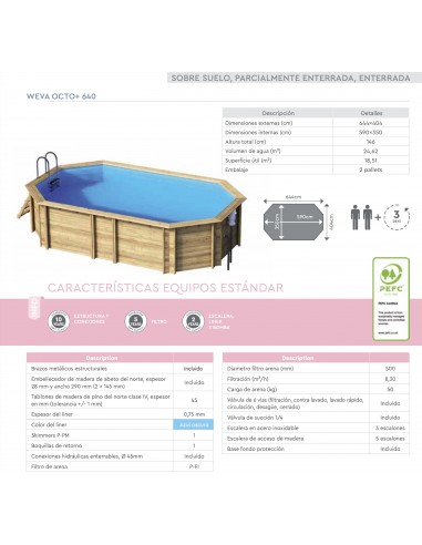 Piscina de madera Weva Octo+ 640
