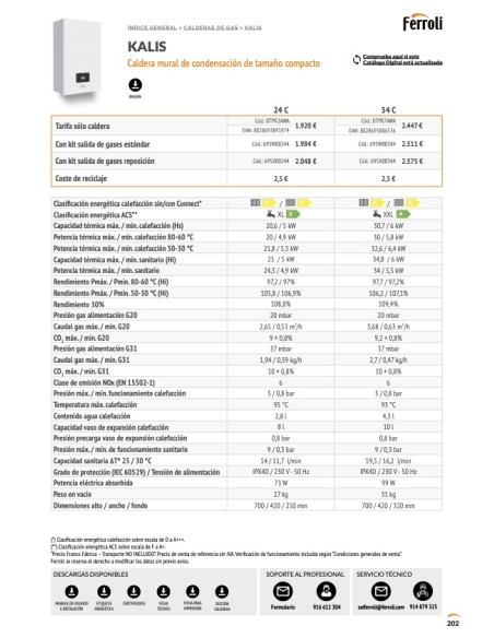 CALDERA FERROLI KALIS 24 C
