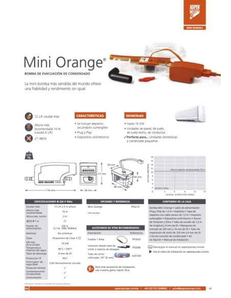 BOMBA DE CONDENSADOS ASPEN MINI ORANGE