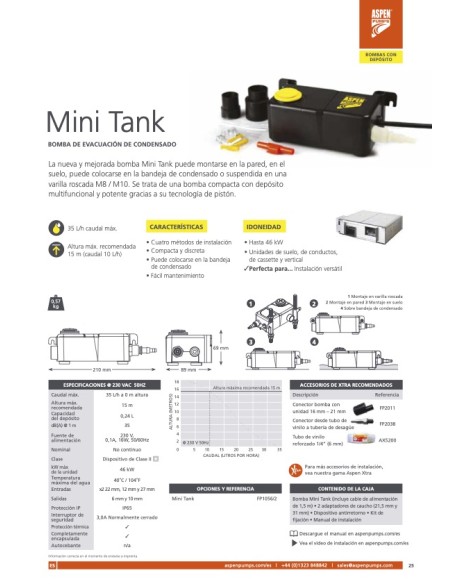 BOMBA DE CONDENSADOS ASPEN MINI TANK