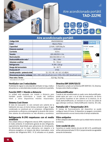 AIRE ACONDICIONADO PORTATIL TOYOTOMI TAD-2229E