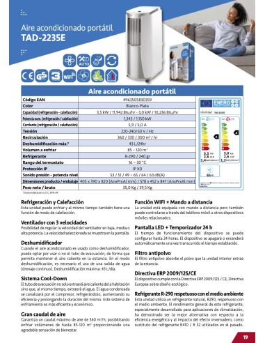 AIRE ACONDICIONADO PORTATIL TOYOTOMI TAD-2235E