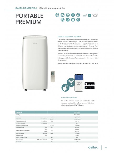 AIRE ACONDICIONADO PORTATIL DAITSU PORTABLE PREMIUM APD-12HX